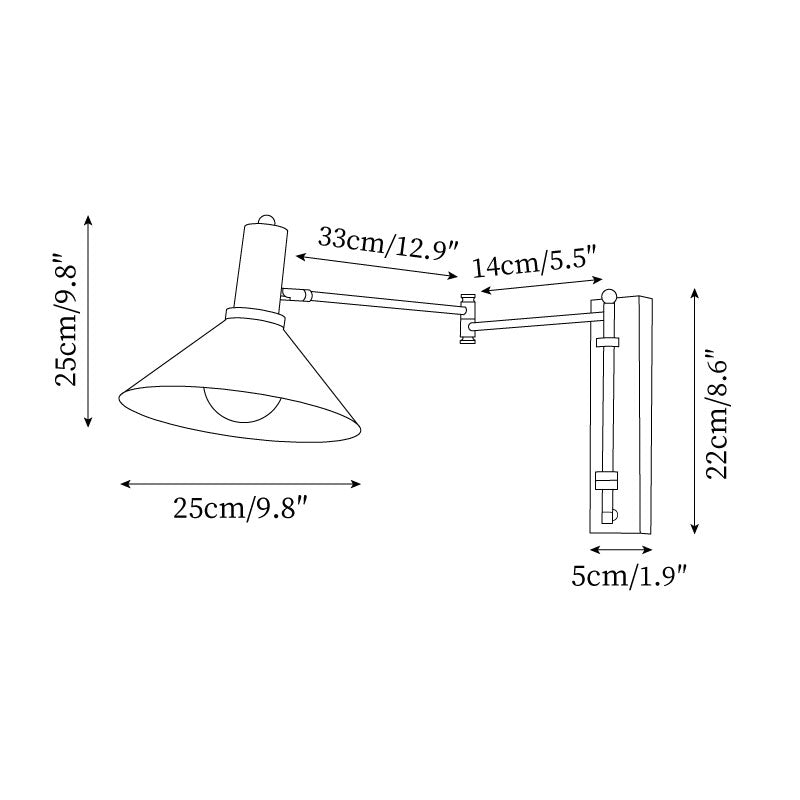 Peak Wall Lamp Adjustable Arm Red Reading-Neutral Decor