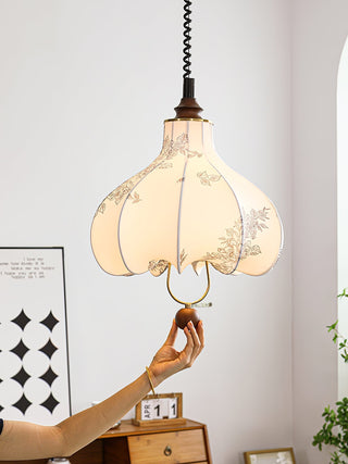 Lustra Suspension Lanterne en Tissu Poire pour Salon