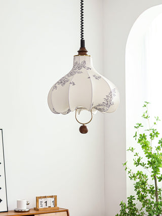 Lustra Suspension Lanterne en Tissu Poire pour Salon
