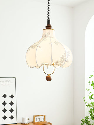 Lustra Suspension Lanterne en Tissu Poire pour Salon