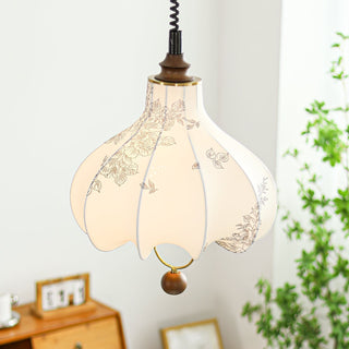 Lustra Suspension Lanterne en Tissu Poire pour Salon