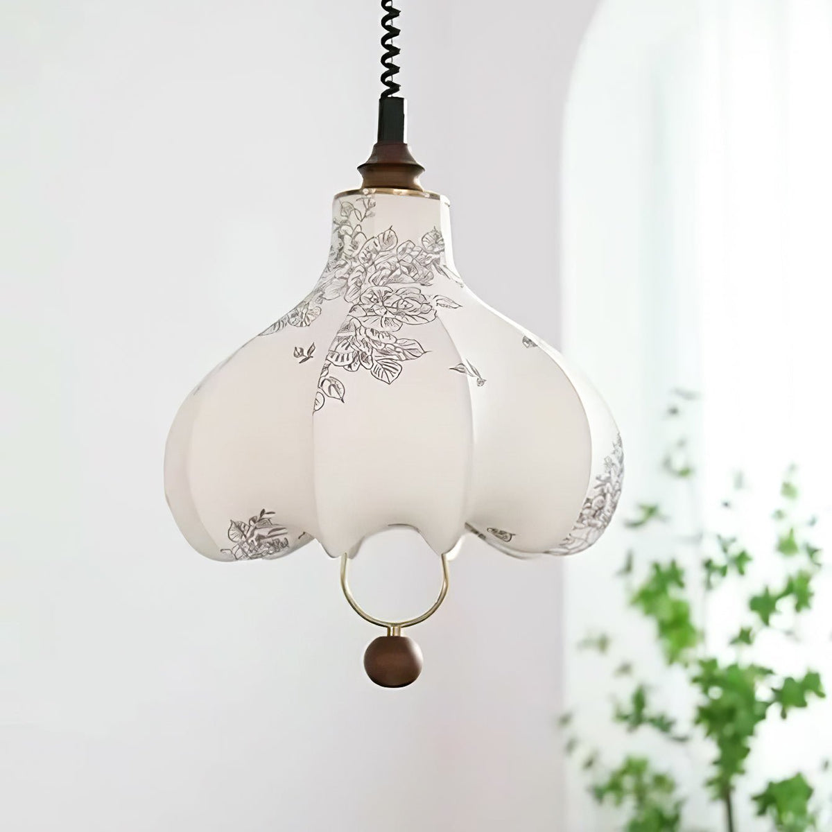 Miruna Suspension Lanterne en Tissu Poire pour Salon