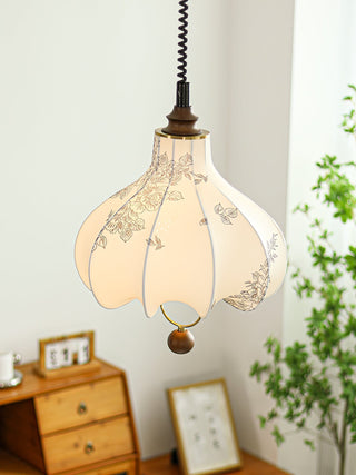 Lustra Suspension Lanterne en Tissu Poire pour Salon