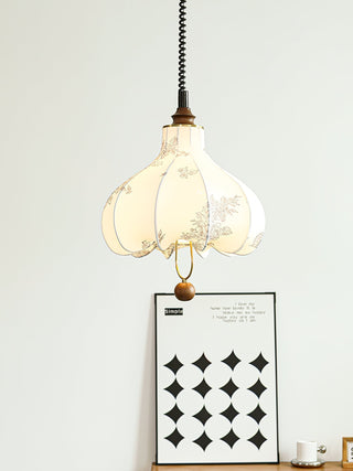 Lustra Suspension Lanterne en Tissu Poire pour Salon