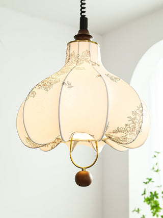 Lustra Suspension Lanterne en Tissu Poire pour Salon