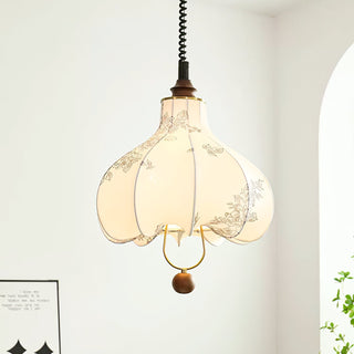 Lustra Suspension Lanterne en Tissu Poire pour Salon
