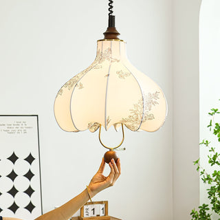 Lustra Suspension Lanterne en Tissu Poire pour Salon