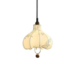 Lustra Suspension Lanterne en Tissu Poire pour Salon