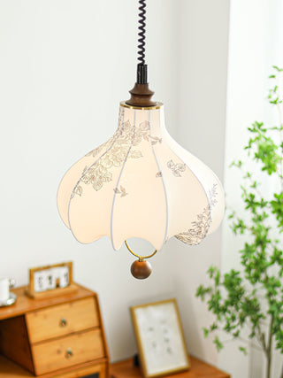 Lustra Suspension Lanterne en Tissu Poire pour Salon