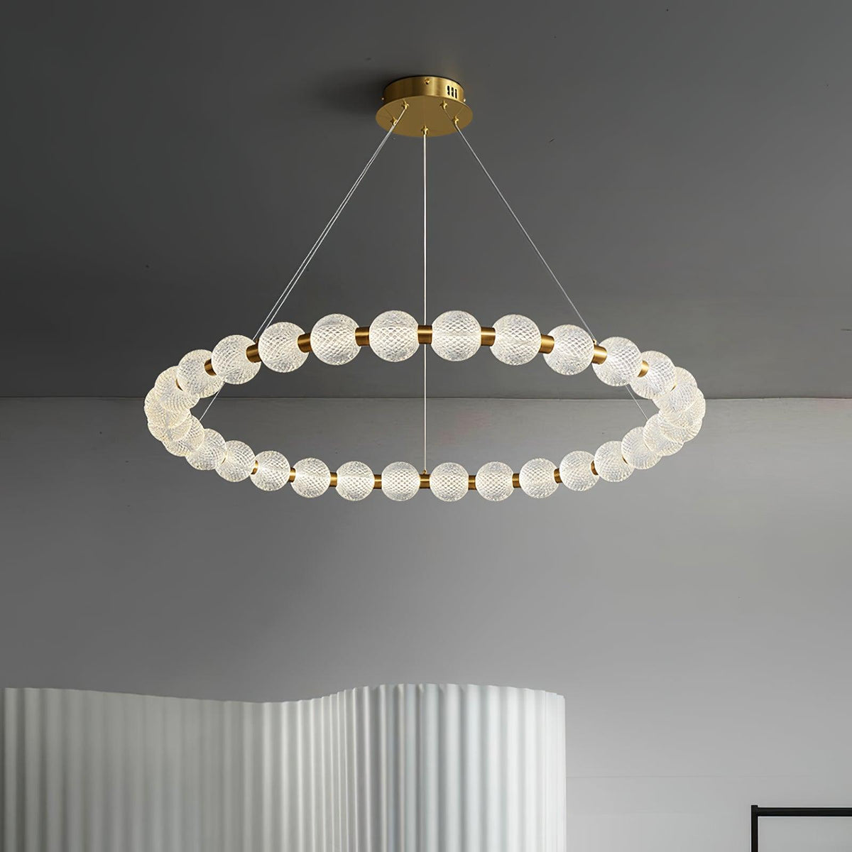 Quineline Lustre Élégant Anneau en Perle Dorée