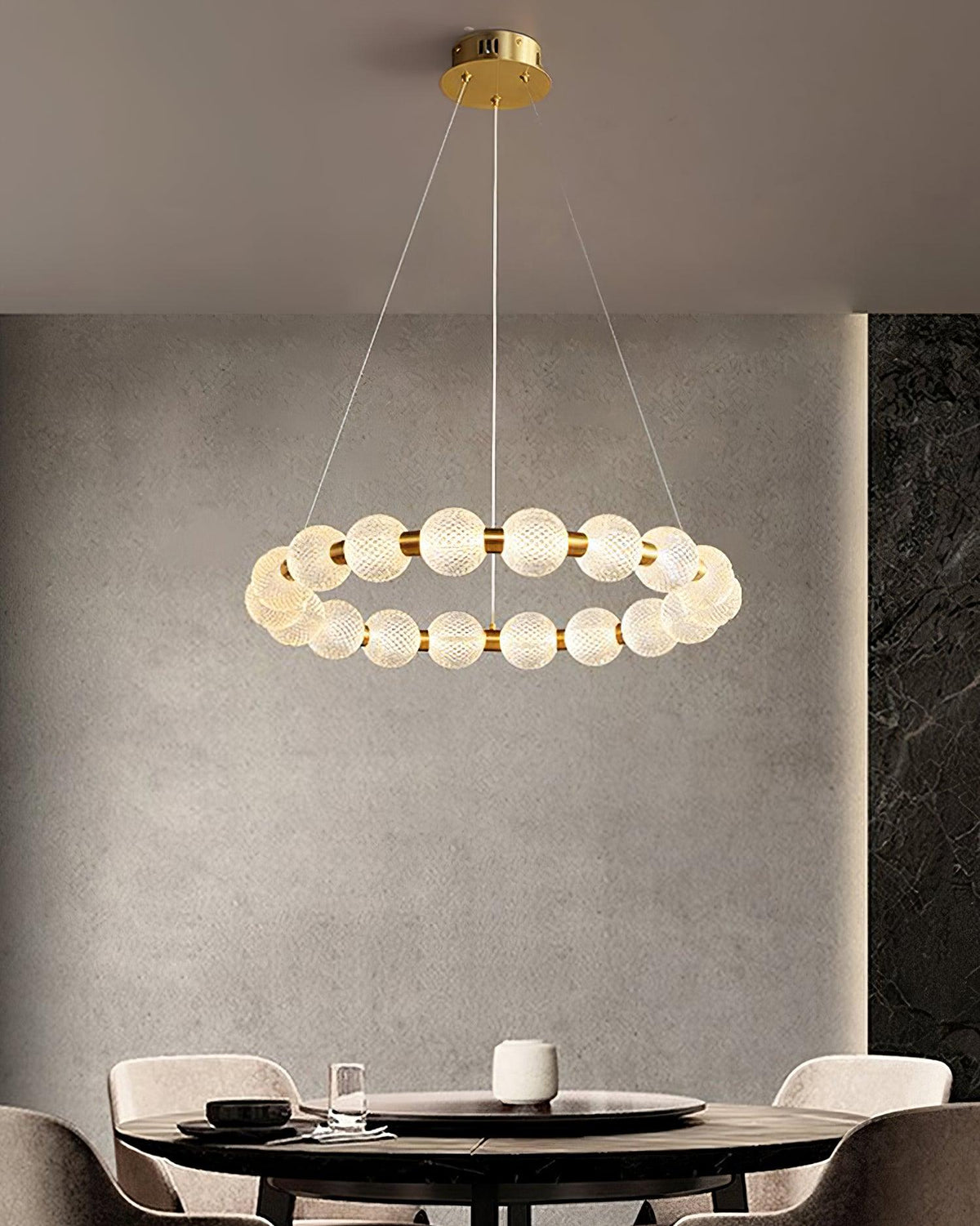 Quineline Lustre Élégant Anneau en Perle Dorée