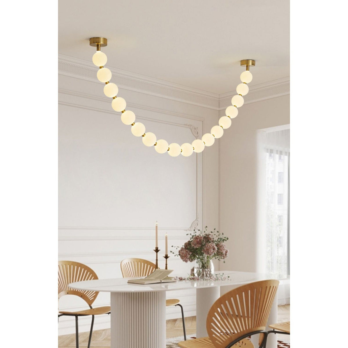 Icarara Lustre Verre Collier De Perles Moderne