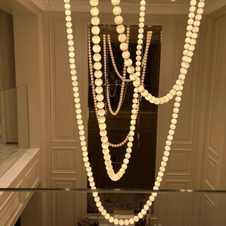 Icarara Lustre Verre Collier De Perles Moderne
