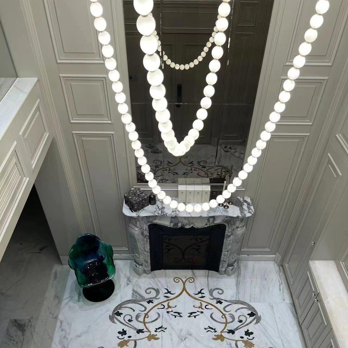 Icarara Lustre Verre Collier De Perles Moderne