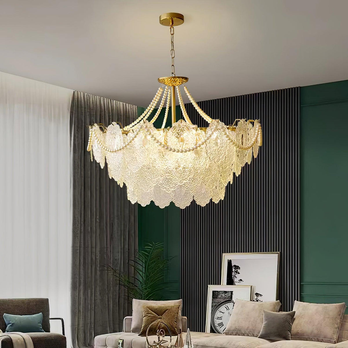 Dovira Lustre en Perles et Verre Luxe