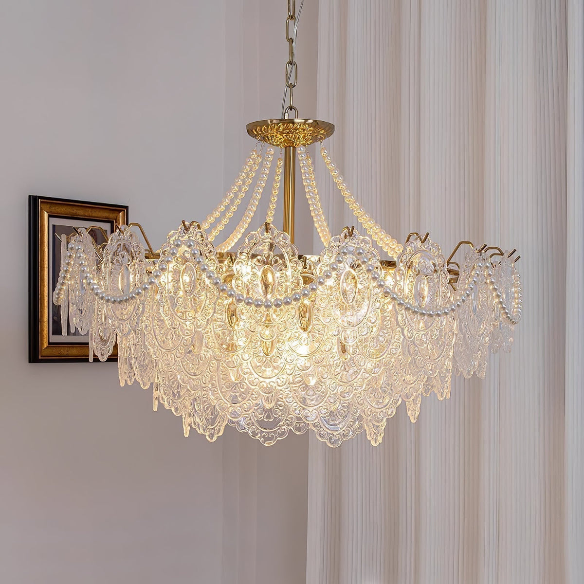 Dovira Lustre en Perles et Verre Luxe