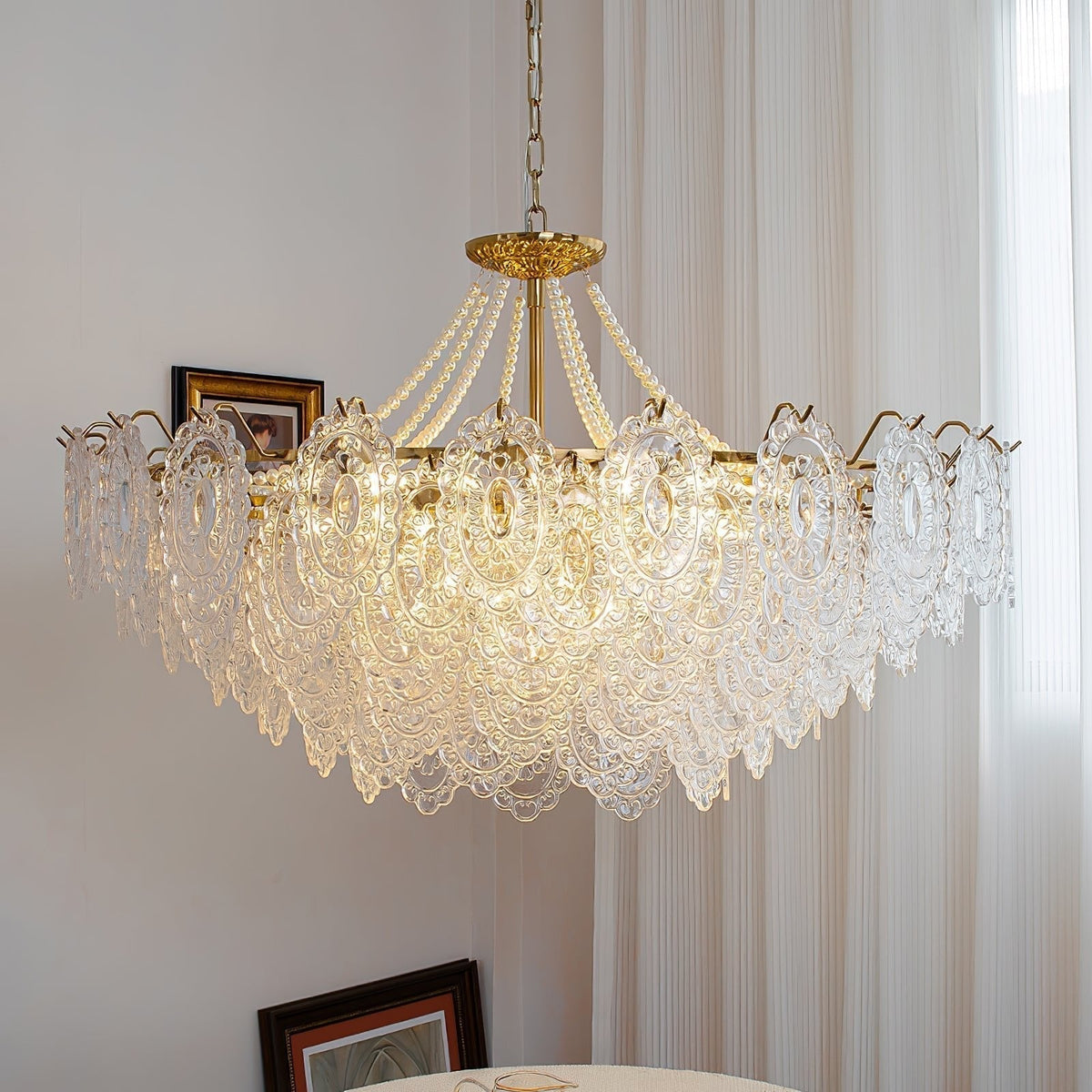 Dovira Lustre en Perles et Verre Luxe