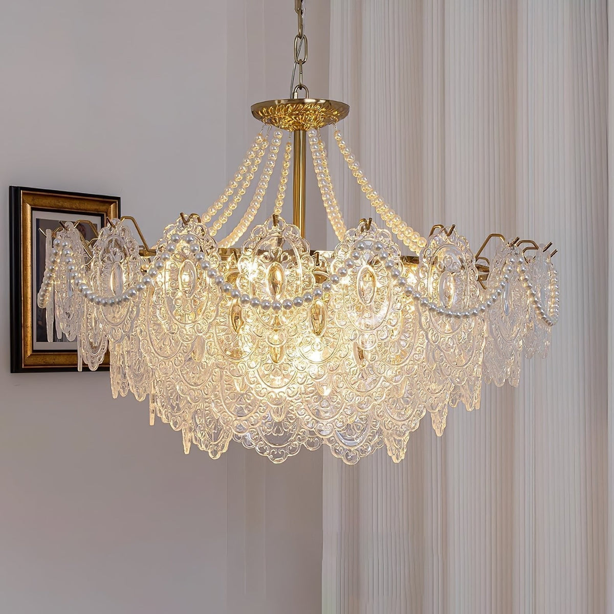 Dovira Lustre en Perles et Verre Luxe