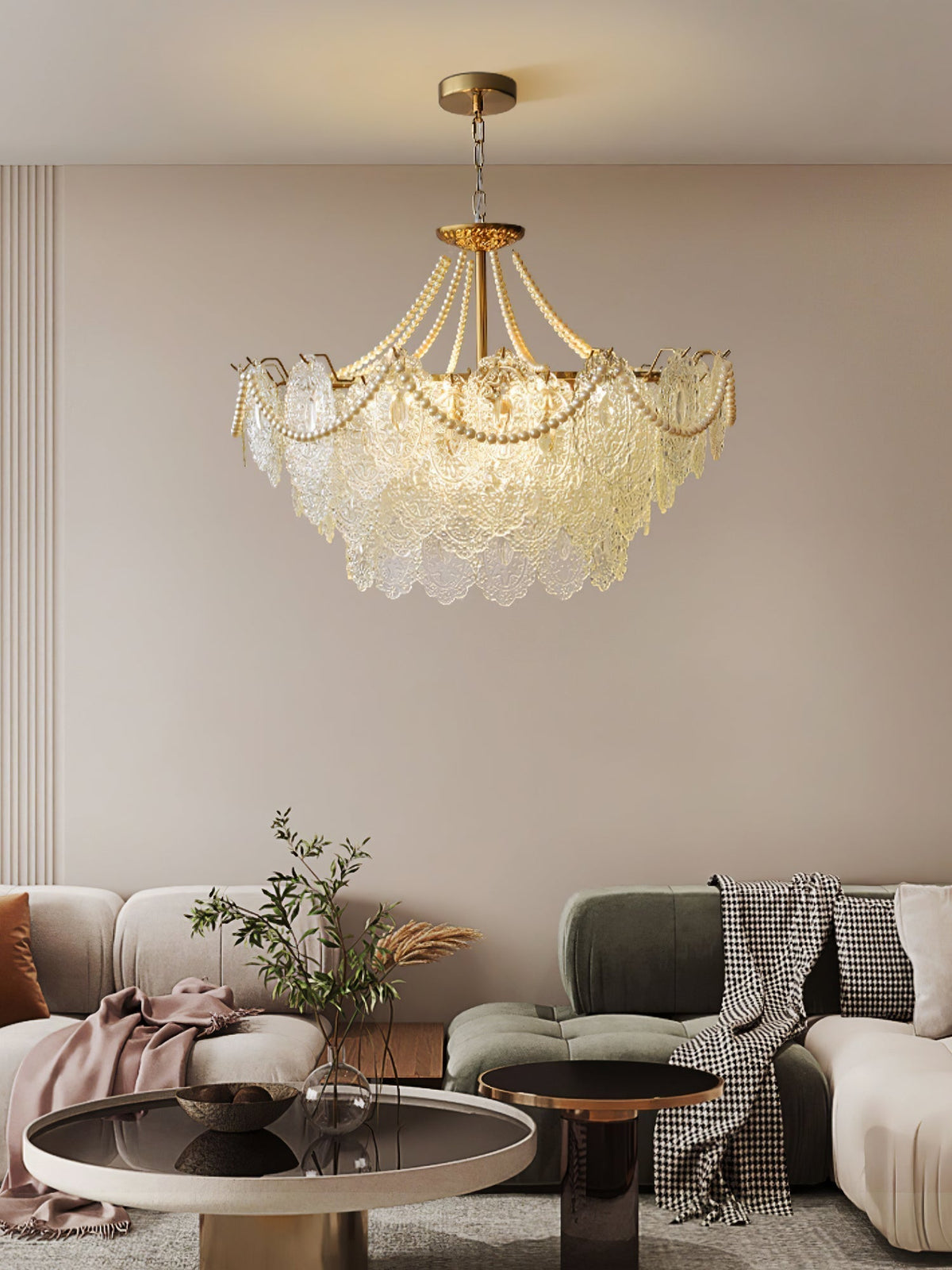 Dovira Lustre en Perles et Verre Luxe
