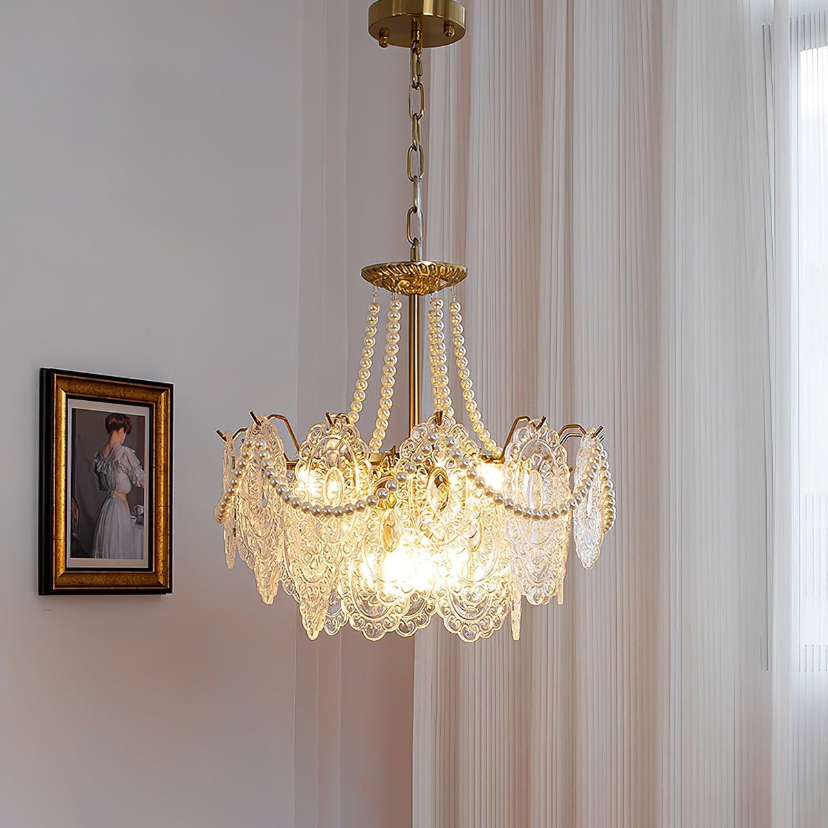 Dovira Lustre en Perles et Verre Luxe