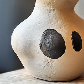 Pebble-Inlay Sculptural Plaster Table Lamp-Neutral Decor