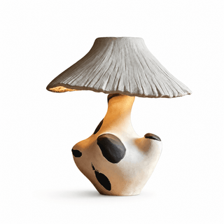 Pebble-Inlay Sculptural Plaster Table Lamp-Neutral Decor