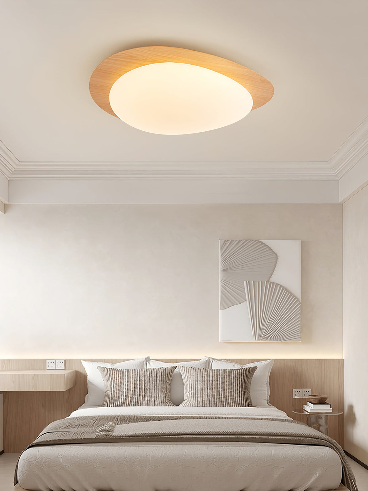 Zevelle Plafonnier Galet en Noyer Acrylique LED