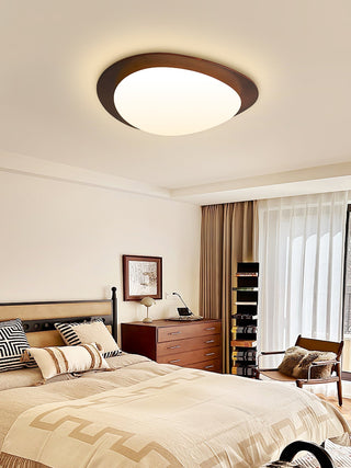 Lustra Plafonnier en Bois Noyer Et Galets