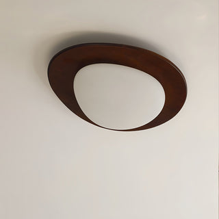 Lustra Plafonnier en Bois Noyer Et Galets