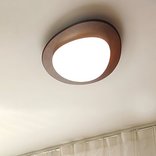 Lustra Plafonnier en Bois Noyer Et Galets