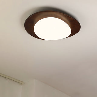 Lustra Plafonnier en Bois Noyer Et Galets