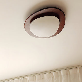 Lustra Plafonnier en Bois Noyer Et Galets