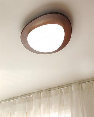 Lustra Plafonnier en Bois Noyer Et Galets