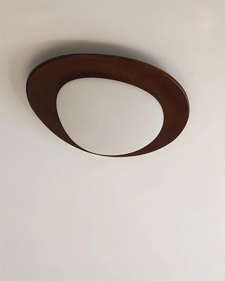 Lustra Plafonnier en Bois Noyer Et Galets