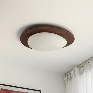 Lustra Plafonnier en Bois Noyer Et Galets