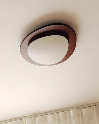 Lustra Plafonnier en Bois Noyer Et Galets