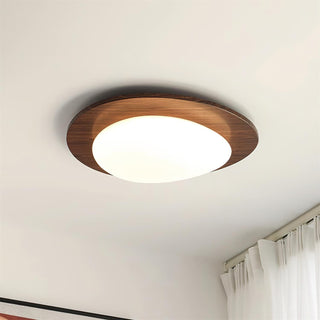 Lustra Plafonnier en Bois Noyer Et Galets