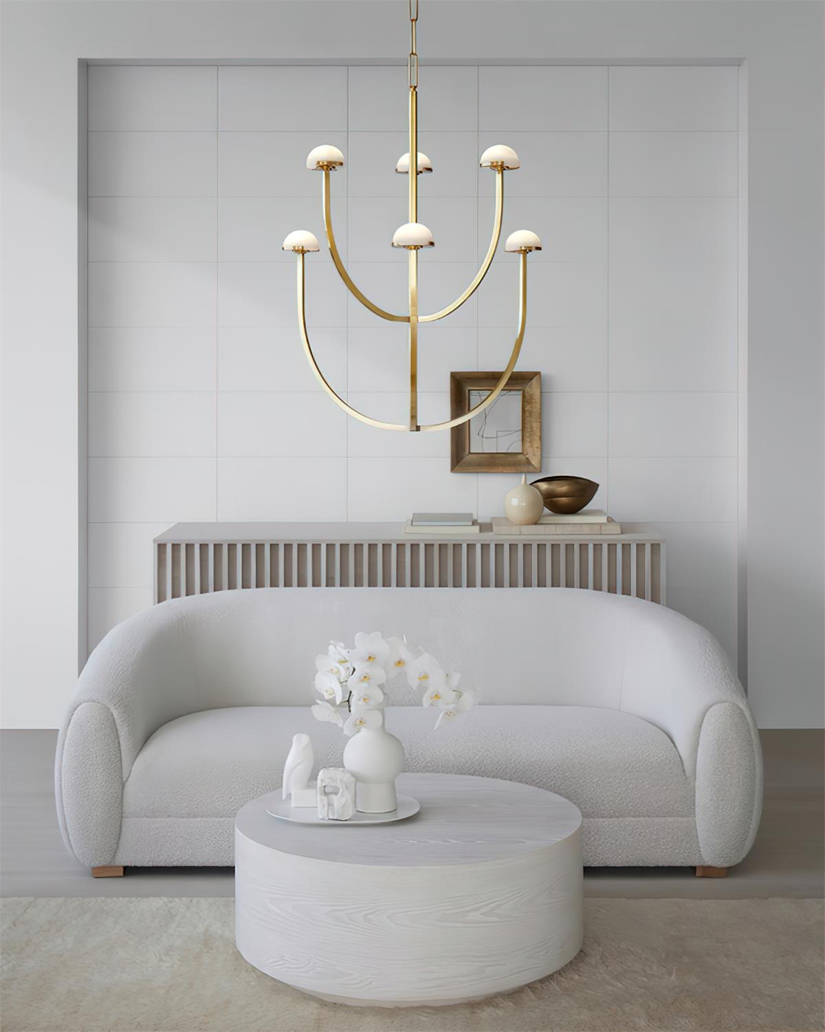 Pedra Chandelier Alabaster Minimalist Arc Geometry-Neutral Decor