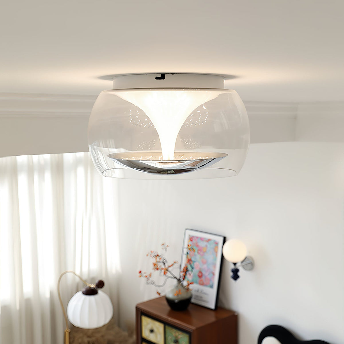Darenielle Nordic Art Pendule Verre Plafonnier Lumière
