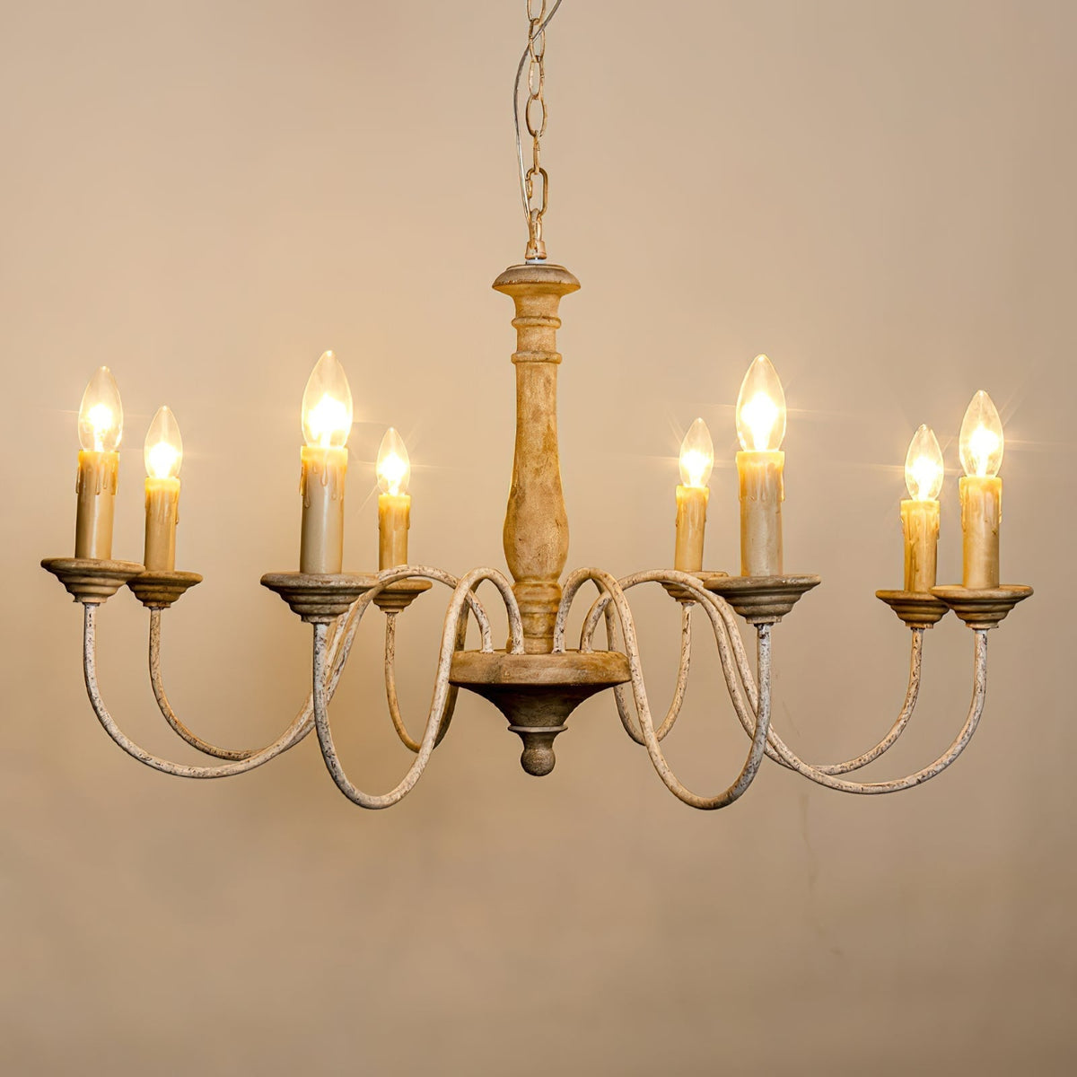 Syshaeth Vintage Industrial Hand-carved Wood Lustre