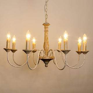 Syshaeth Vintage Industrial Hand-carved Wood Lustre