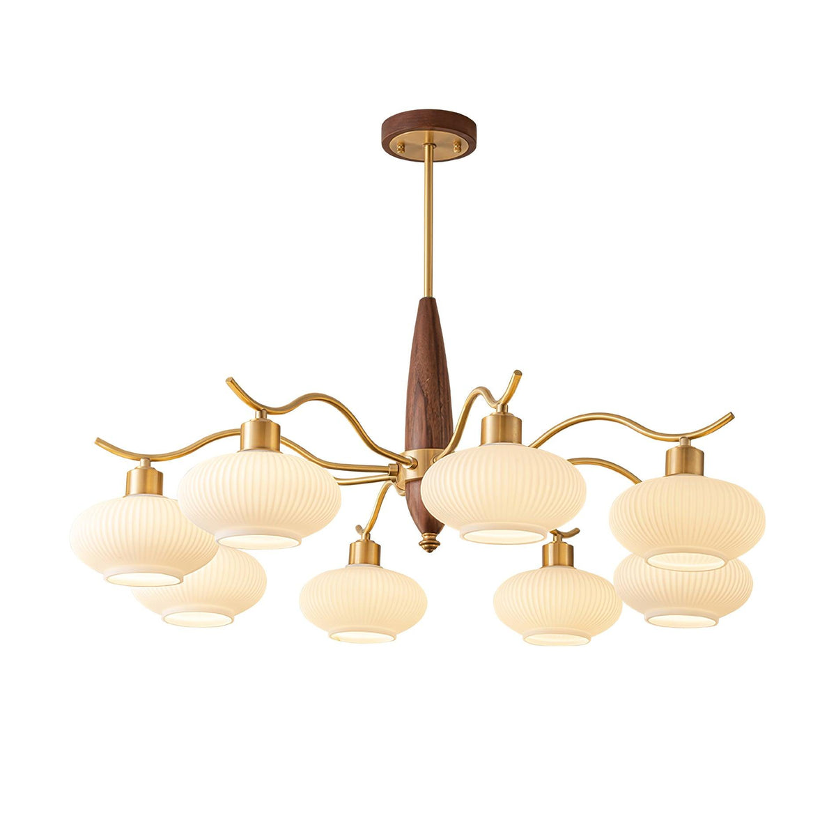 Cavien Brass and Walnut Chandelier-Neutral Decor
