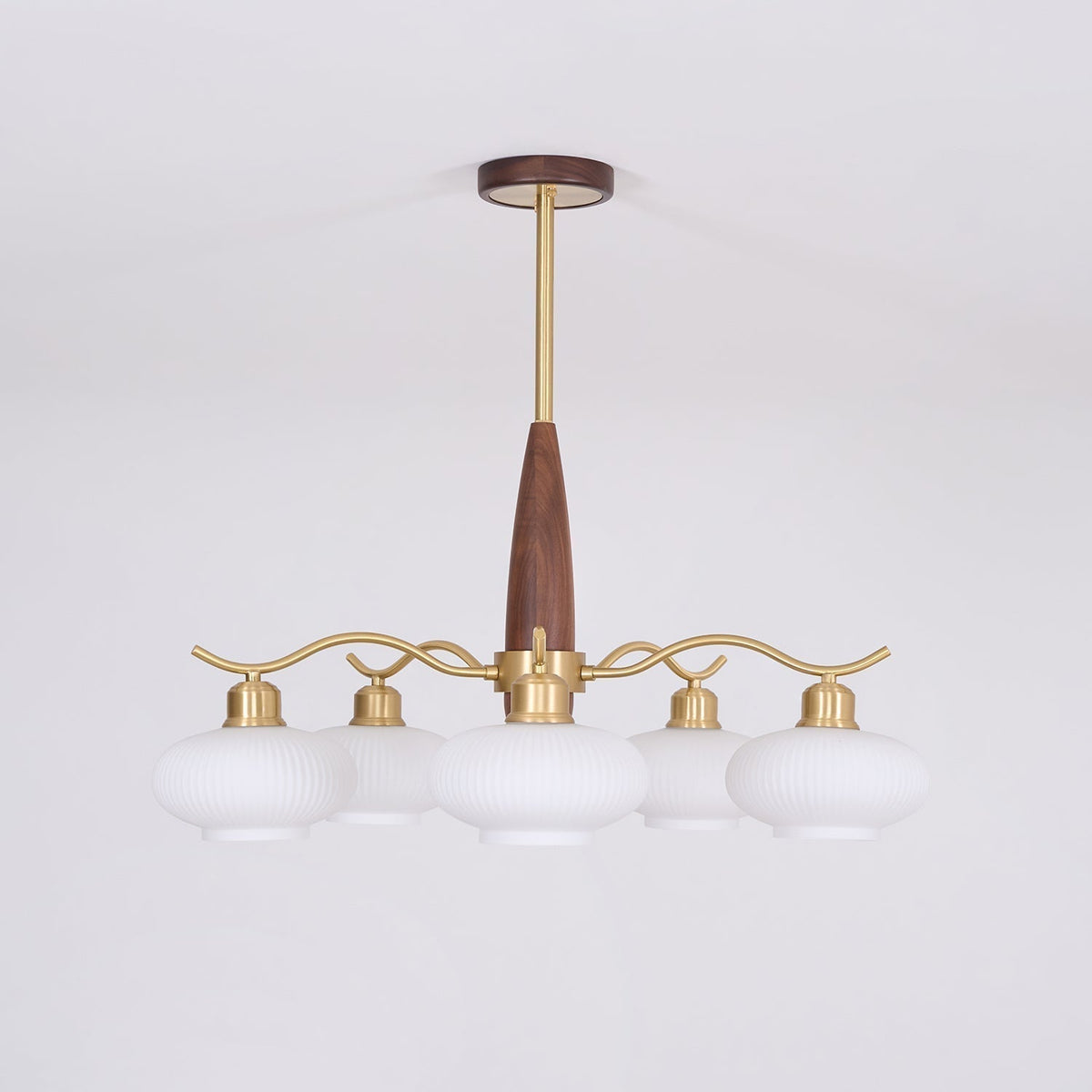 Cavien Brass and Walnut Chandelier-Neutral Decor