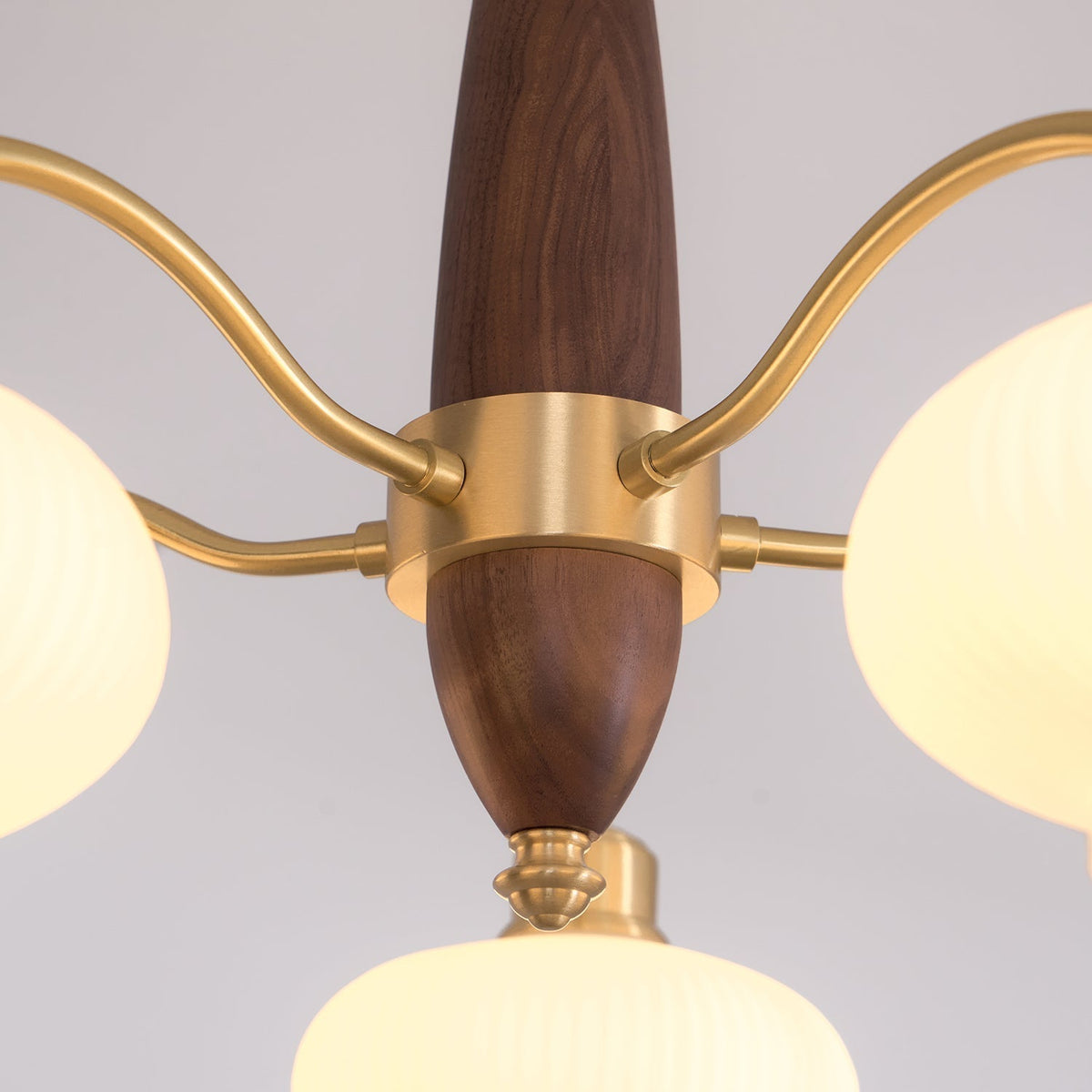 Cavien Brass and Walnut Chandelier-Neutral Decor