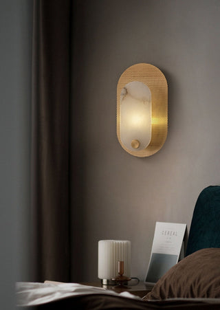 Perforated Oval Alabaster Wall Sconce-Neutral Decor