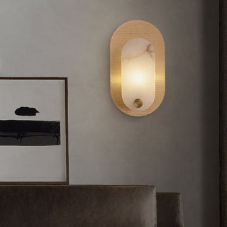 Perforated Oval Alabaster Wall Sconce-Neutral Decor