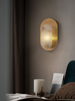 Perforated Oval Alabaster Wall Sconce-Neutral Decor