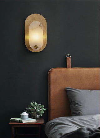 Perforated Oval Alabaster Wall Sconce-Neutral Decor