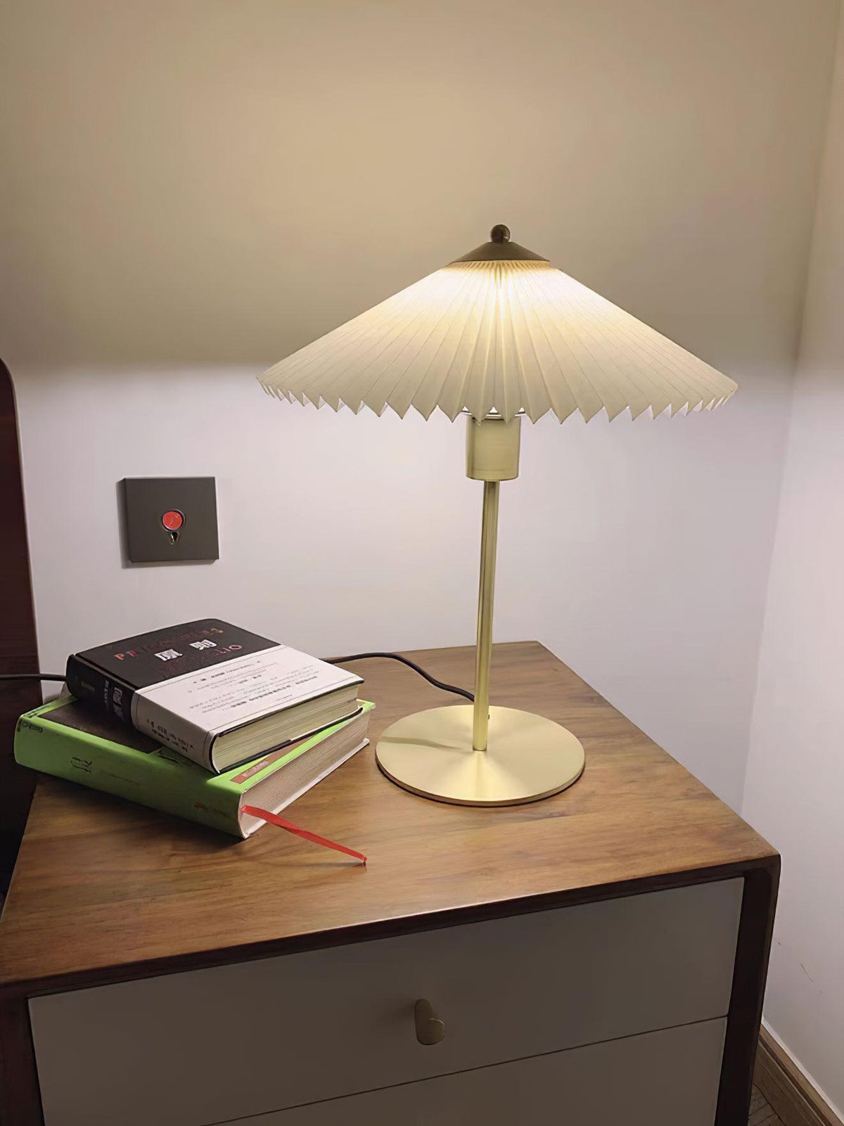 Camirir Lampe de Table à Abat-Jour Plissé