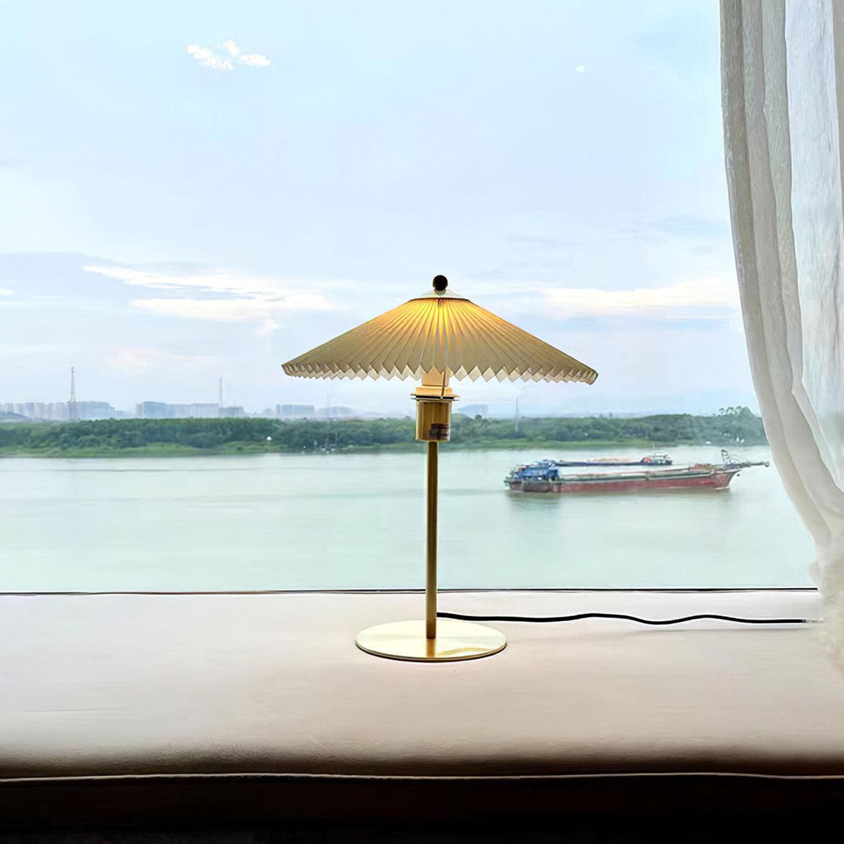 Camirir Lampe de Table à Abat-Jour Plissé